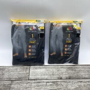Lot Of 2 FRUIT of the LOOM Mens Size L Thermal Pant Waffle Fabric Black Color